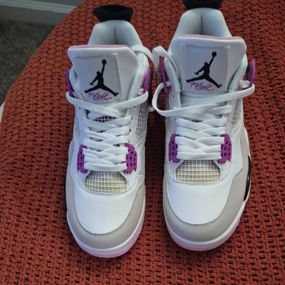 Jordan White Sneakers with Pink and Gray Accents